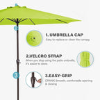 MEWAY 12ft Patio Umbrella Outdoor Table Umbrellas with Crank, Market Umbrella 8 Sturdy Ribs for Deck, Garden, Pool and Backyard, Apple Green