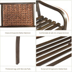 S AFSTAR Outdoor Garden Bench, Brown, Iron, Metal, Polyethylene, Rattan, 50.5 in Width, 2 Adults
