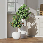 10 H x 14" Dia (10" Pot Opening) Round Fiberstone Planter with Drainage Hole, White, Indoor/Outdoor Large Plant Pot for Home Patio Garden, Ideal for Large Plants