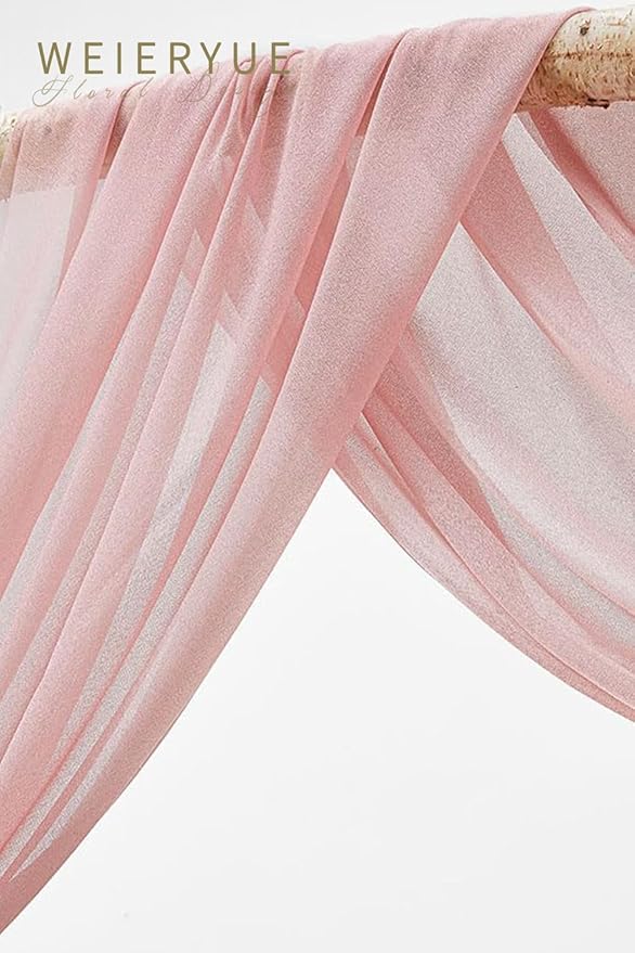 Artificial Flowers Arch Swag Kit with Chiffon Drape, Cream Red, 3-Piece