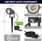 L LOHAS LED Green Spotlight Outdoor, Tree Spot Lights for Yard, Auto On/Off 5W 120V Landscape Lighting for House, Holiday, Christmas Decoration, 450LM IP66 Waterproof, UL Listed, 2 Pack