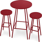 Best Choice Products 3-Piece Patio Dining Set, Bar Height, Outdoor Bistro Set, Outdoor Round Bar Table w/ 2 Bar Stools, Steel - Red