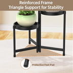 LASZOLA 3 Tiered Folding Plant Stand Indoor for Multiple Large Planter, Tall Heavy Duty Adjustable Rack with Rust Proof Plastic Shelving, Sturdy Vertical Tree Organizer for Narrow Inside Floor, Black