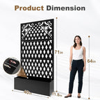 Metal Raised Garden Bed with Trellis & Privacy Screen, 71"x40"x11.8" Galvanized Freestanding Planter Box for Patio Balcony, Modern Planter with Drainage for Climbing Plants, Flowers & Vegetable