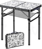 Outdoor Side Table, Portable 3 Adjustable Height Small Outdoor Folding Table, Aluminum Foldable Patio Side Tables for Outside Indoor, Plant Stand Coffee End Table for Pool, Porch,Garden, Balcony