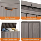 Deck Box 45 Gallon Resin Lockable Waterproof Outdoor Storage