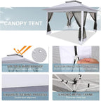 COBIZI 12x12 Pop up Gazebo on Clearance with Mosquito Netting, carpas para Patio Deals, Outdoor Canopy Tent with Portable Carrying Bag, Patio Gazebo for Garden Backyard & Lawn & Beach, Grey