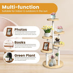 GEEBOBO 5 Tier Plant Stand Indoor, Metal Wood Plant Stands For Indoor Plants Multiple, Corner Tiered Flower Plants Shelf Stand for Living Room Bedroom, White
