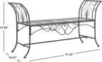 Safavieh PAT5016B Outdoor Collection Adina Rustic Brown Wrought Iron 51-inch Garden Bench