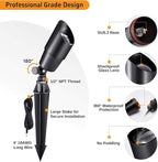 Gardenreet Brass Landscape Lighting - Black Outdoor Low Voltage Spotlights LED, 12V Wired Uplights, Waterproof Spot Lights for Outside Trees with 5W 5000K Daylight MR16 Bulb (4 Pack)