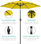 Best Choice Products 7.5ft Outdoor Solar Market Table Patio Umbrella for Deck, Pool w/Tilt, Crank, LED Lights - Yellow