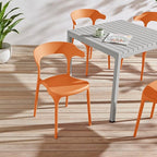 Modern Stackable Dining Chair Set, No Assembly, Plastic Chair, Patio Chair, Suitable for Indoor and Outdoor Cafes and Restaurants, Set of 4 (Orange)