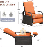 ART TO REAL Automatic Adjustable Patio Recliner Chair Relaxing Sofa Outdoor Wicker Armchair Furniture Aluminum Frame Lounge with Soft Thicken Cushion