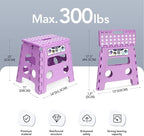 Delxo 13 inch Folding Step Stool, Non-Slip Foldable Stools Up to 300 LBS, Step Stool with Handle, Lightweight for Kitchen, Bathroom, Bedroom, Garden, Light Purple, 1PC