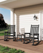 GarveeLife Adirondack Outdoor Side Table 18 x 15 in, HDPE 2-Tier Patio Side Tables for Outside, All-Weather End Table for Patio Pool Deck Indoor Backyard, Black