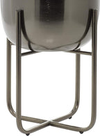 Deco 79 Metal Round Planter with Removable Stand, Set of 2 16", 13"H, Black