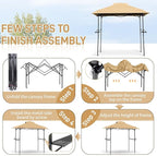 VINGLI 8x5 Pop Up Grill Gazebo BBQ Gazebo with 2 Side Shelves, Outdoor Grill Canopy BBQ Canopy Adjustable Height, Grilling Pergola for Patio Garden