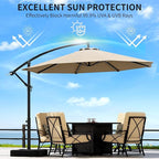 OLILAWN 10ft Patio Umbrella with Base Included, Outdoor Offset Cantilever Umbrella Upgraded Yarn-dyed Fabric Shade, Sturdy 8 Rids,360 Degree Rotation & Easy Tilt Adjustment, for Pool Deck Porch Backyard Garden,Beige