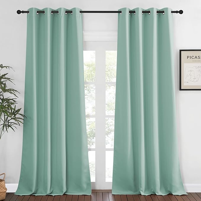 Bedroom Curtain Room Darkening Drapery 102 inches – Aqua Blue, 1 Panel