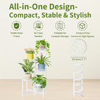 Metal Plant Stand Indoor Outdoor, 5 Tier Tall Flower Pot Holder Potted Display Rack Shelf, Heavy Duty Corner Plant Shelf for Patio Garden Balcony Living Room Bedroom - WhiteWave
