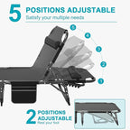 ABORON 2PK Chaise Lounge Chair,5 Positions Padded Outdoor Tanning Chair,Heavy Duty Portable Lounge Chair for Outdoor Sunbathing Patio Pool Lawn Deck Poolside,Support up to 440 Lbs