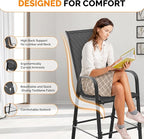 VINGLI Set of 2 Stackable Outdoor Bar Stools – Sling Chairs with High Back & Armrests, for Lawn, Garden, Bar, Black