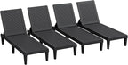 Greesum Outdoor Chaise Lounge Chairs Set of 4 with 5-Position Adjustable Backrest, Waterproof PP Sun Chaise Loungers for Garden Pool Beach Patio Deck Sunbathing, Black