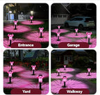 Easter Solar Pathway Lights Outdoor Decorative 4 Pack, Purple LED Mushroom Solar Lights Outdoor Waterproof Solar Powered Decor for Yard Driveway Patio, Valentines Day Halloween Christmas Garden Decor