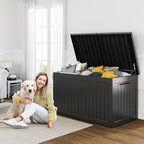 230 Gallon Resin Deck Box, Lockable Patio Outdoor Storage Box for Furniture, Garden Tools and Tools Storage, Waterproof Outside Storage Boxes - Black