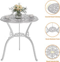 Bistro Set for 2, White Cast Aluminum with Umbrella Hole
