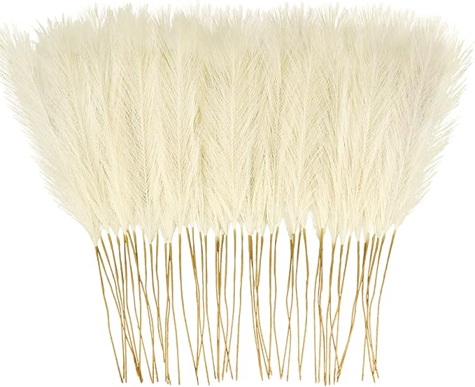 Artificial Pampas Grass Greenery Stems, 50 Pack, 21.6 Inch, Beige