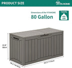 YITAHOME 80 Gallon Outdoor Storage Box, Large Waterproof Resin Deck Box, Indoor Outdoor Lockable Storage Container for Patio, Garden, Cushions, Tools, Equipment (Taupe)