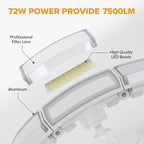 LUTEC 72W 7500LM LED Security Lights Motion Sensor Light Outdoor, 5000K Daylight, IP65 Waterproof, Dusk to Dawn, 3-Head Motion Detected Flood Light for Garage, Yard, Porch(White)