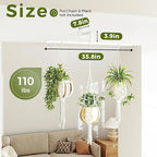 Bamworld Hanging Planters for Indoor Plants Plant Hanger Indoor Hanging Plant Holder Window Plant Shelves Metal Rod(Pot&Plant Not Included) 35.8in White