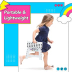 Delxo 9 Inch Folding Step Stool,White Step Stools for Kids Foldable,Portable Collapsible Step Stool with Handle, Folding Stool for Kitchen Bathroom,Bedroom,Garden