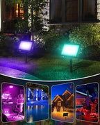 T-SUN Christmas Led Flood Light 60W, Outdoor Waterproof Color Changing Uplight for Stage Landscape Party, RGBW Dimmable Smart Floodlights 16 Million Colors&Timing& Music Sync, US Plug (4 Pack)
