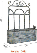 Rustic Metal Wall Planter Vintage Wall Mounted Flower Pot Distressed Wall Hanging Plant Basket Farmhouse Wall Decor for Indoor Outdoor Garden Home Yard (Gray)