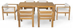 Merax 7-Piece Patio Dining Table Set,Outdoor Furniture Set with 72.8" Rectangle Table & 6 Chairs,Adjustable Leveling Feet,Umbrella Hole for Backyard,Garden, Poolside,Teak+ Beige