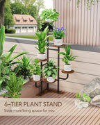 Corner Plant Stand Indoor - 6 Tiered Indoor Plant Stand Round Metal Plant Shelf, Plant Organizer for Living Room, Graden, Balcony, Home Decor (Brown)