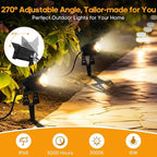 Dusk to Dawn Outdoor Lighting, 15W Spot Lights Outdoor with Photocell Sensor, 3000K Warm White Landscape Lighting IP65 Waterproof LED Spotlight for Garden Yard Flag Tree, 5.91FT Cable, US Plug