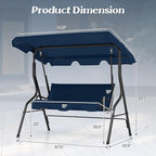Tangkula 3 Person Porch Swing, Patio with Removable Cushion & Powder-Coated Steel Frame, Outdoor Swing with Canopy for Porch, Backyard, Garden, Balcony(Navy)