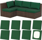 Stretch Outdoor Cushion Covers, 8 Pack, Dark Green, Machine Washable