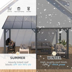 AECOJOY 14' x 8' Gazebo Outdoor Pergola for Patio, 8x14 Hard Top Lean to Gazebo Shelter Pergolas and Gazebos Clearance with Patio Roof, Large Wall-Mounted Heavy Duty Awnings for Decks, Backyard