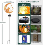ZNYCYE Solar Lights Outdoor Decorative Moon Cat Butterfly Solar Stake Lights Birthday Gifts for Women mom Grandma, Garden Decor Waterproof for Walkway, Yard, Lawn, Patio (Warm White)