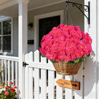 Artificial Geraniums Flowers for Outdoors, 6 Bundles Realistic Silk Fake Geranium, No Fade Faux Plants for Hanging Baskets, Window Boxes, Planters - Porch, Patio, Garden Decor(Rosy)