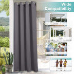 NICETOWN Patio Outdoor Curtain 120" Extra Wide Waterproof for Porch, Grommet Vertical Blinds Thermal Insulated Blackout Divider Drape for Outside Balcony/Lounge, Grey, 1 Panel, 84" Long