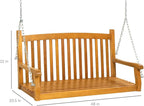 Best Choice Products 48in Wood Porch Swing Outdoor Patio Hanging Bench Chair Furniture for Deck, Garden, Yard w/Mounting Chains, Curved Back Design, 500lb Weight Capacity - Brown