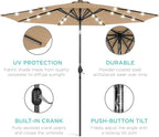 Best Choice Products 10ft Solar Polyester LED Lighted Patio Umbrella w/Tilt Adjustment and UV-Resistant Fabric