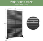 Casaphoria Metal Privacy Screen Outdoor, 72" H x 47" W Freestanding Decorative Privacy Screen for Patio Deck Balcony Garden with Stable Base, Louvered Black