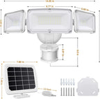 LEPOWER 1600LM LED Solar Security Lights Motion Outdoor, Motion Sensor Light, 5500K White Light, IP65 Waterproof Outdoor Flood Solar Light with 3 Adjustable Head for Yard, Garage（White）